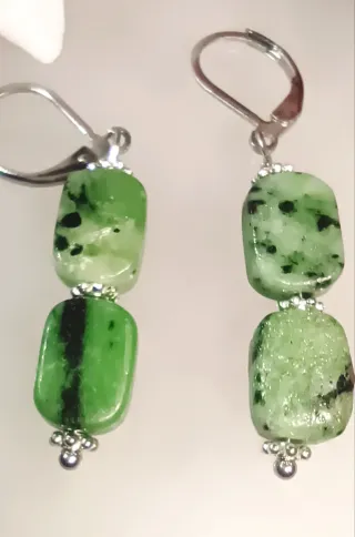 Pendientes Plata Epidota Natural