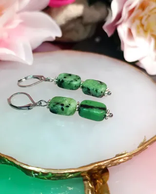 Pendientes Plata Epidota Natural