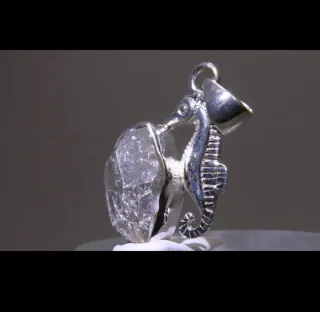 Ciondolo Cavalluccio Marino Argento e Diamante