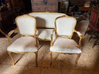 Juego de sillón y sofá de tela