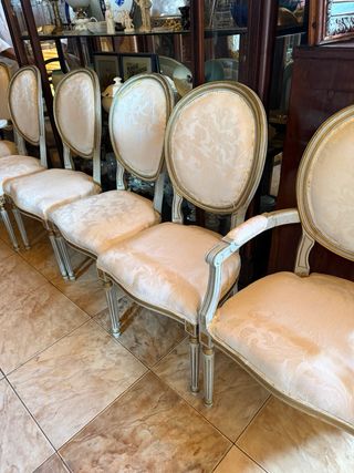 Conjunto 4 sillas y 2 sillones estilo Luis XVI