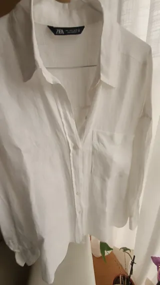 Camisa lino caballero Zara blanca