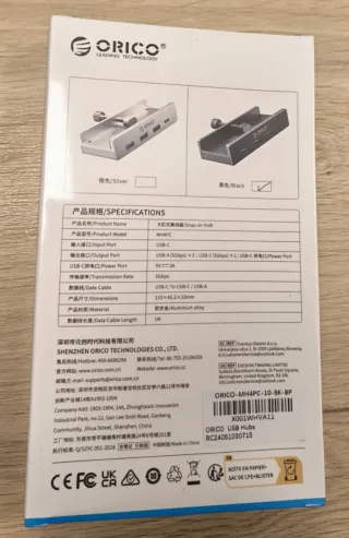 Hub USB Orico MH4PC Aluminio Negro
