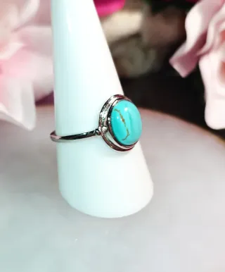 Anillo Plata Turquesa Ovalada