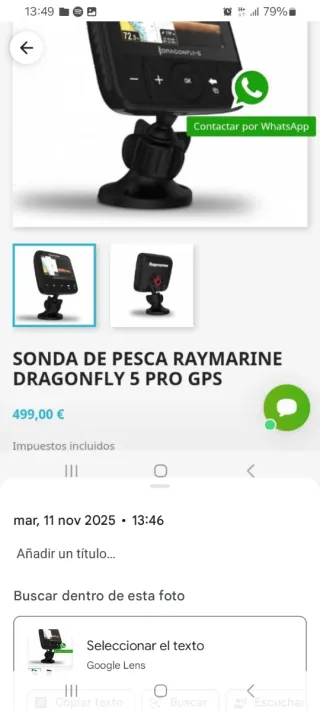 Sonda Raymarine Dragonfly 5 Pesca