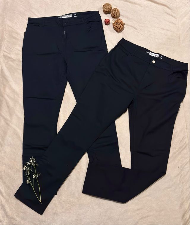 Pack 2 Pantalones Pitillo Negro Talla 44