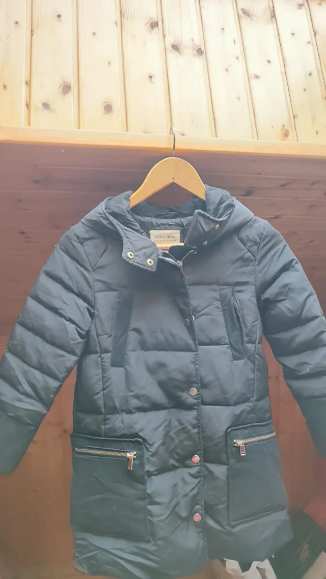 Abrigo acolchado niña Zara, talla 7-8, pluma,