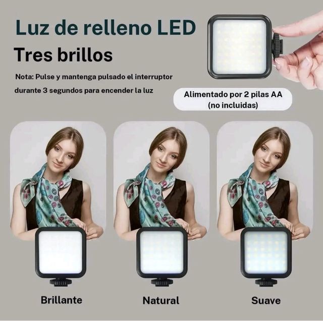 Kit Vlog Micrófono Luz LED Trípode Móvil