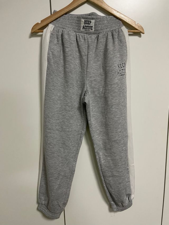 Pantalón Chándal Mujer Gris y Blanco