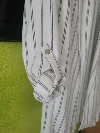 Chaqueta americana rayas blanco roto y negro