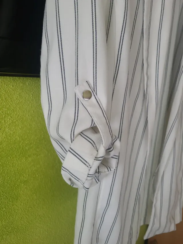 Chaqueta americana rayas blanco roto y negro