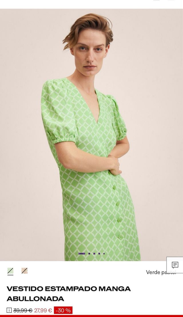 Vestido verde estampado Mango