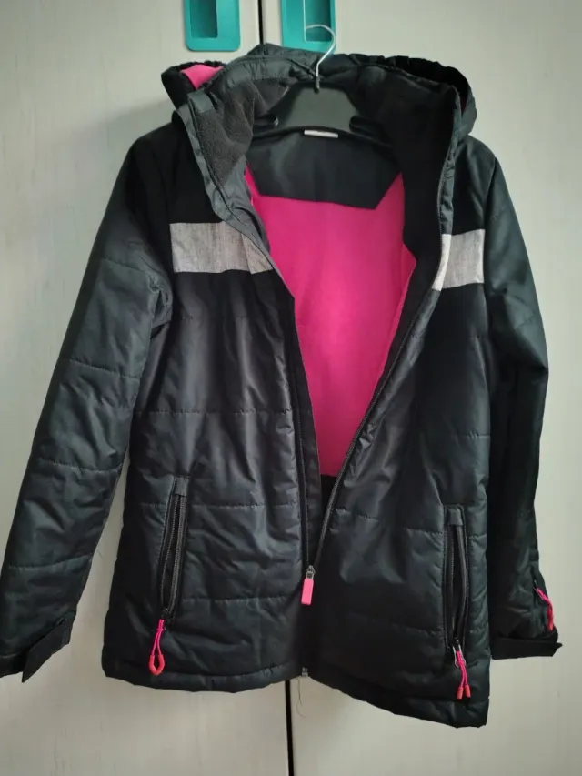 Chaqueta niña negra y rosa