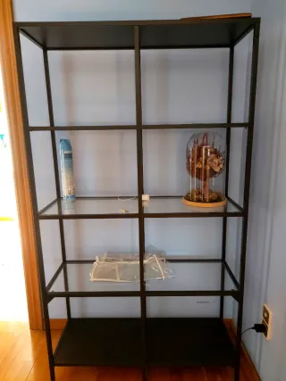 Estantería Metálica y Cristal Negra