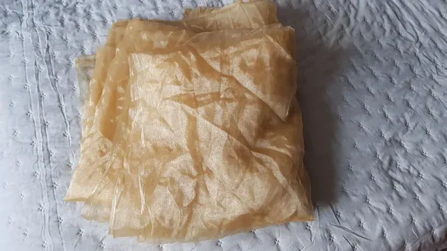 Tela sedosa irisada dorada