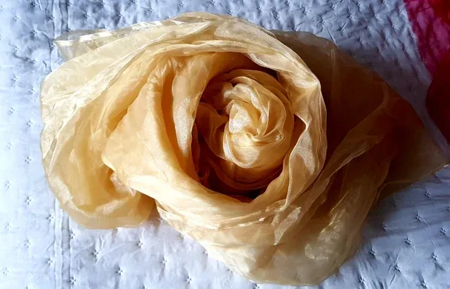 Tela sedosa irisada dorada