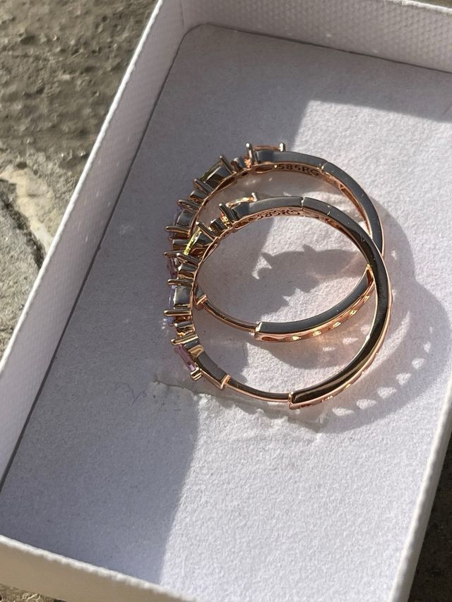 Orecchini a cerchio laminati oro 14k