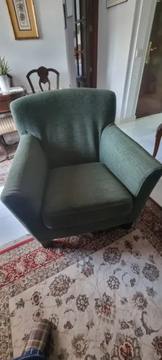 Butaca salón tela verde botella Ikea