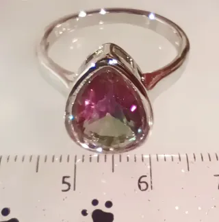 Anillo Plata Topacio Místico Gota