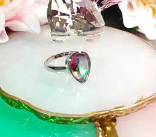 Anillo Plata Topacio Místico Gota