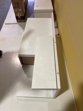 Mueble de entrada moderno madera y blanco colgar