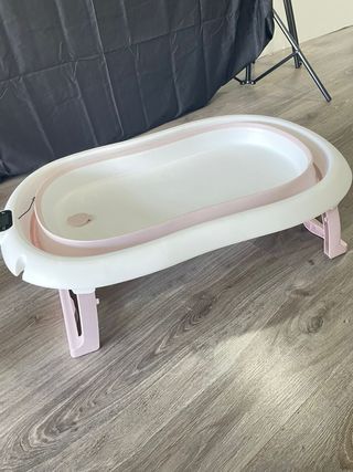 Bañera bebé plegable rosa y blanca