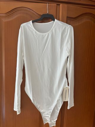 Body SHEIN BASICS manga larga blanco