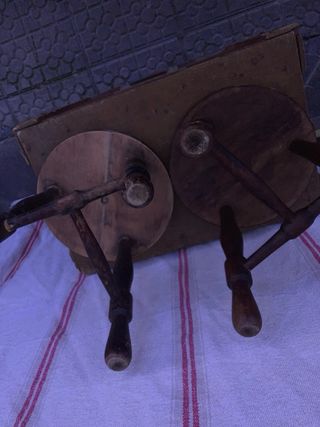 Pareja Taburetes Ordeño Madera Rústicos