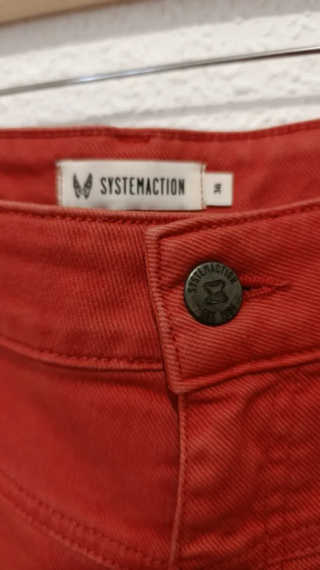 Pantalón tejano Systemaction color coral