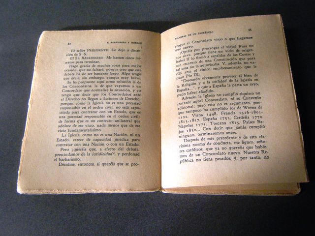 Libro palabras de un incrédulo, año 1931