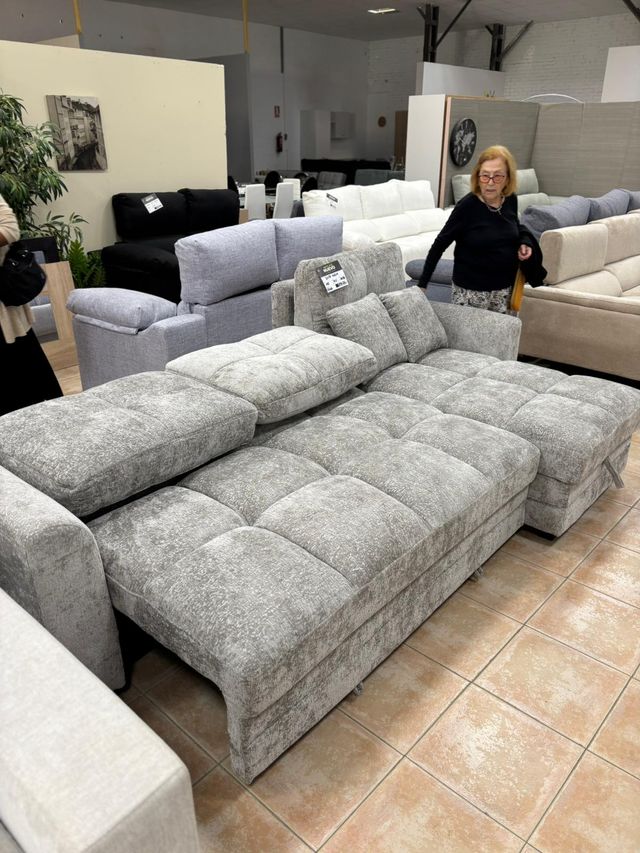 Sofá Cama Chaiselongue Arcón Gris