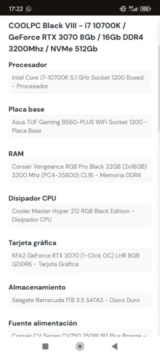 PC Gaming COOLPC i7 10700K RTX 3070 16GB DDR4