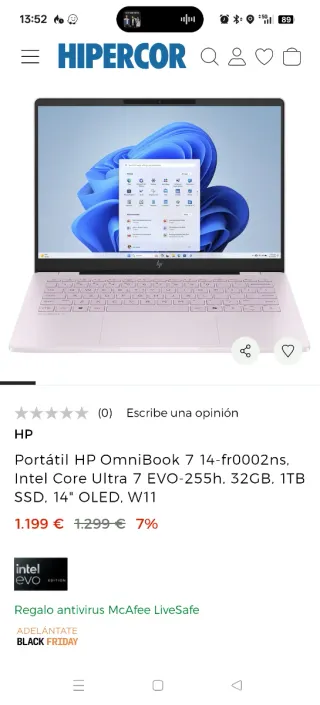 Portátil HP OmniBook 7 Intel Ultra 7 255H 1TB