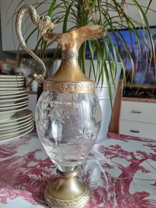 Caraffa vintage Buton vetro e metallo