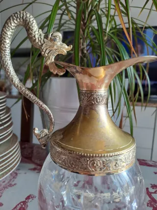 Caraffa vintage Buton vetro e metallo