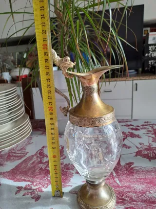 Caraffa vintage Buton vetro e metallo