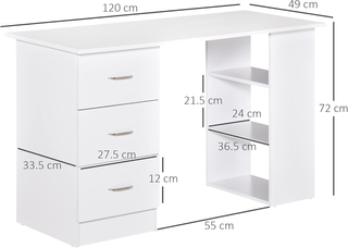 Scrivania Porta PC con 3 Cassetti e 3 Ripiani, Scr
