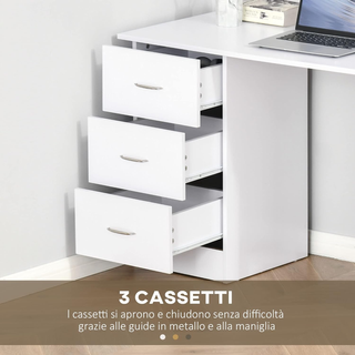 Scrivania Porta PC con 3 Cassetti e 3 Ripiani, Scr