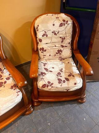 Conjunto Sofás Rústicos Madera y Tela