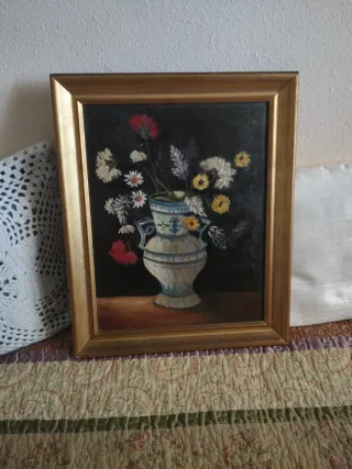 Óleo Jarrón con Flores