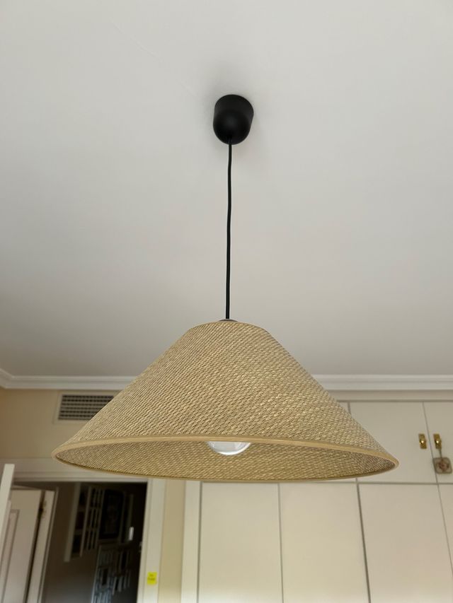 Lámpara de techo beige y negra