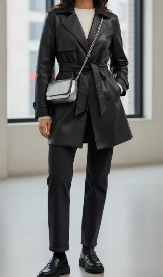 Gabardina corta Zara efecto Piel