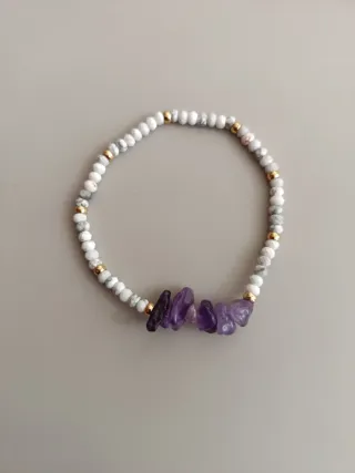 Pulsera Ábaco Turquesa Blanca y Piedra Natural.