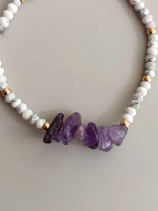 Pulsera Ábaco Turquesa Blanca y Piedra Natural.