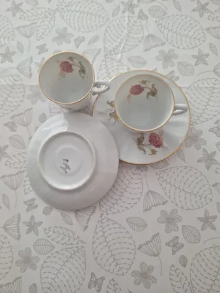 Tazas de porcelana Bidasoa con filo dorado