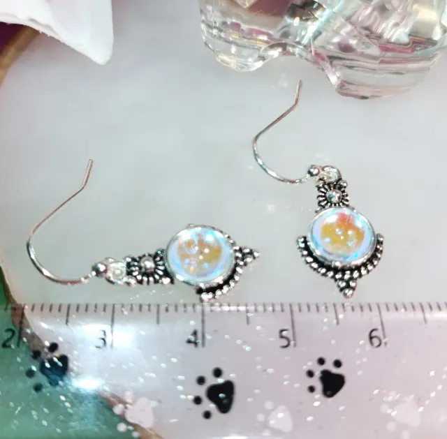 Pendientes plata con piedras iridiscentes