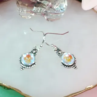 Pendientes plata con piedras iridiscentes