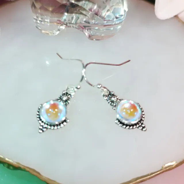 Pendientes plata con piedras iridiscentes