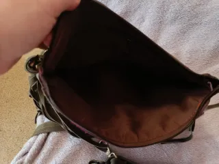 Bolso flecos morado y marrón