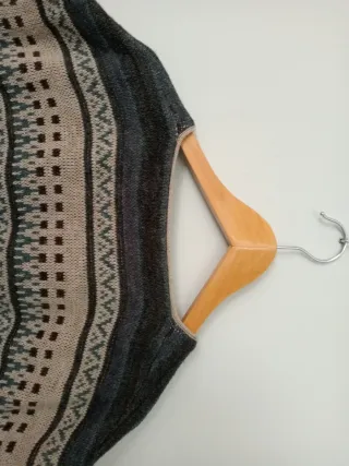 Chaleco tejido hombre botones beige y gris